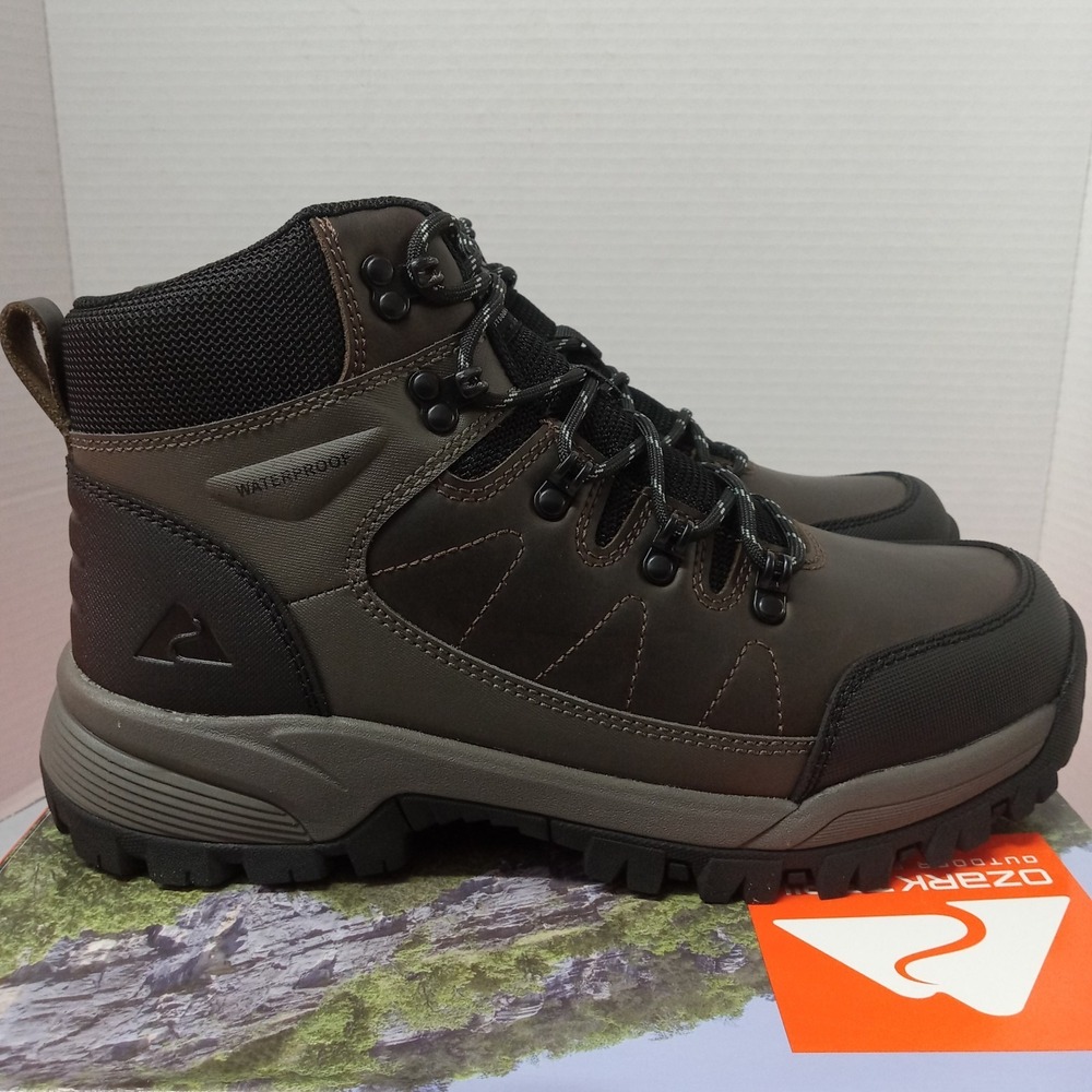 Ozark Trail OT Meadows 2.0 Men's Hiking Boots Size 10 Brown Waterproof Leather